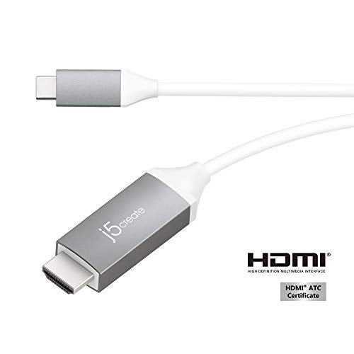 j5create USB Type C to 4K@60Hz HDMI 6ft Cable with HDMI ATC Certificate,Compatible with Thunderbolt 3/4, MacBook Pro/Air, iPad Pro, iPad Air 4, ChromeBook and More (JCC153G) - Image 4