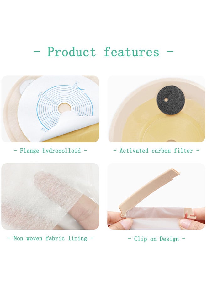 Generic 10 PCS Ostomy Colostomy Supplies, Colostomy Bag, One-Piece Drainable Pouches with Sealing Clips and Activated Carbon Filter for Ileostomy Stoma Care, Cut to Fit (Max 20-65mm)  - Image 5