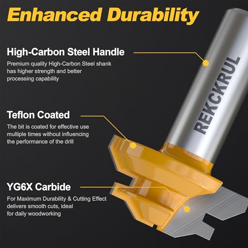 REKCKRUL Professional 45 Degree Lock Miter Router Bit - Carbide Tipped, 1/2" Shank, Cutting Height: 1/2", Woodworking Tools for Cabinets, Drawers, Doors & Furniture - Image 3