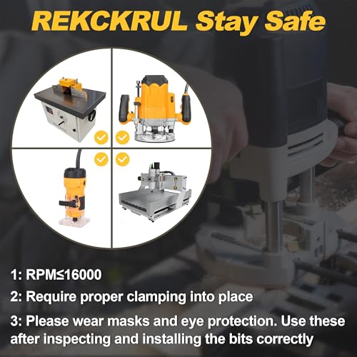REKCKRUL Professional 45 Degree Lock Miter Router Bit - Carbide Tipped, 1/2" Shank, Cutting Height: 1/2", Woodworking Tools for Cabinets, Drawers, Doors & Furniture - Image 5