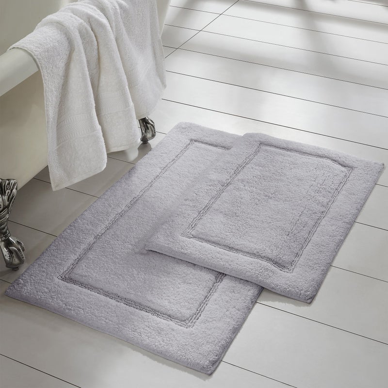 Amrapur Overseas Amrapur Overseas 2-Pack Solid Loop with Non-Slip Backing Bath Mat Set (17-inch by 24-inch & 21-inch by 34-inch)  Silver - Image 1