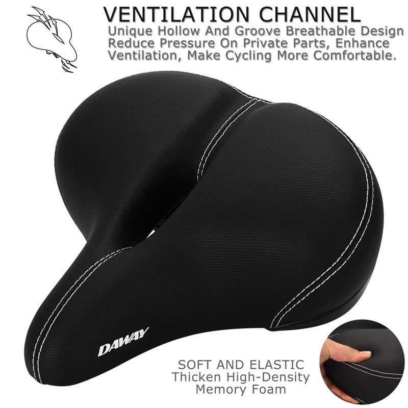 DAWAY C30 Large Wide Bike Seat - Most Comfortable Oversized Bicycle Saddle for Peloton, Mountain, Road, Cruiser, Stationary, Exercise Bikes - Soft Foam Padded Saddle for Men, Women & Seniors Gift - Image 3