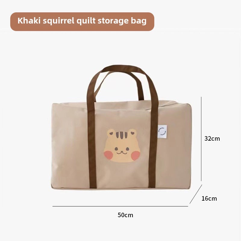 Large Capacity Storage Bag for Toy  Clothes Khaki squirrel quilt storage bag