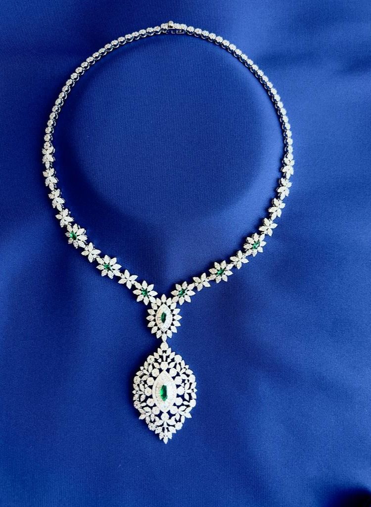 Luxury Bee elex necklace set for women daily party wear jewelry set green Zircon - Image 2
