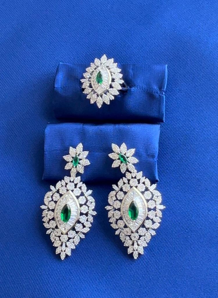 Luxury Bee elex necklace set for women daily party wear jewelry set green Zircon - Image 3