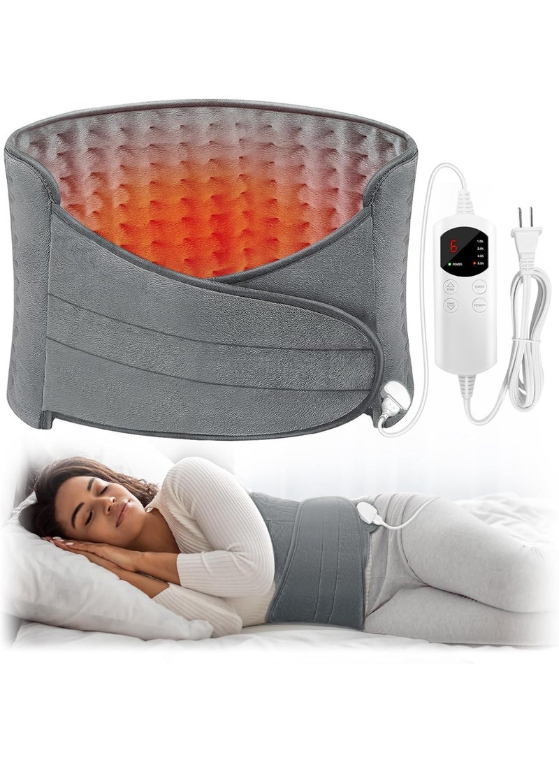 XiuWoo Heating Pad for Back Pain Relief Electric Large Heating Pads with Belt, 6 Heat Level & 4 Timer Auto Off, Ultra-Soft Heating Pad Electric Heating Pads with Belt, Gray - Image 1
