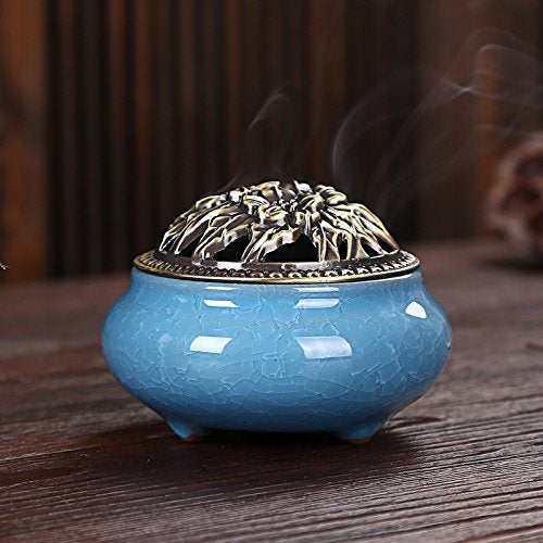 RchNow Ceramic Incense Burner  Coil Cone Stick Incense Burner Holder  Home Ornaments Incense Seat  Disc Censer Zen Decor (Fambe Red) - Image 3
