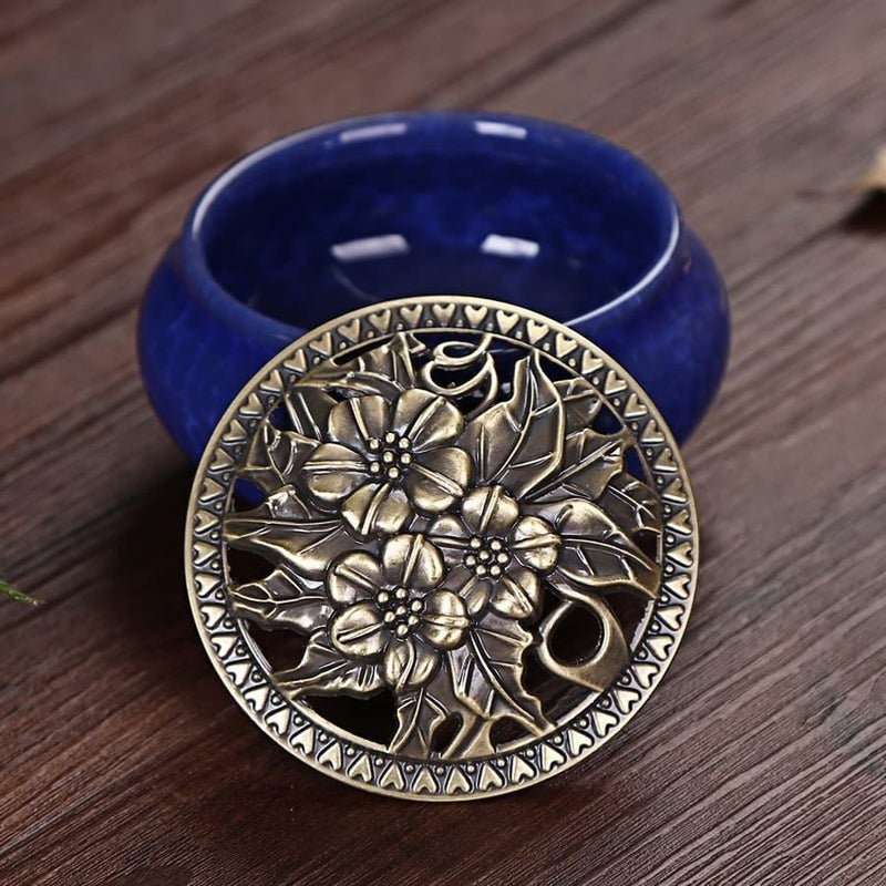 RchNow Ceramic Incense Burner  Coil Cone Stick Incense Burner Holder  Home Ornaments Incense Seat  Disc Censer Zen Decor (Fambe Red) - Image 5