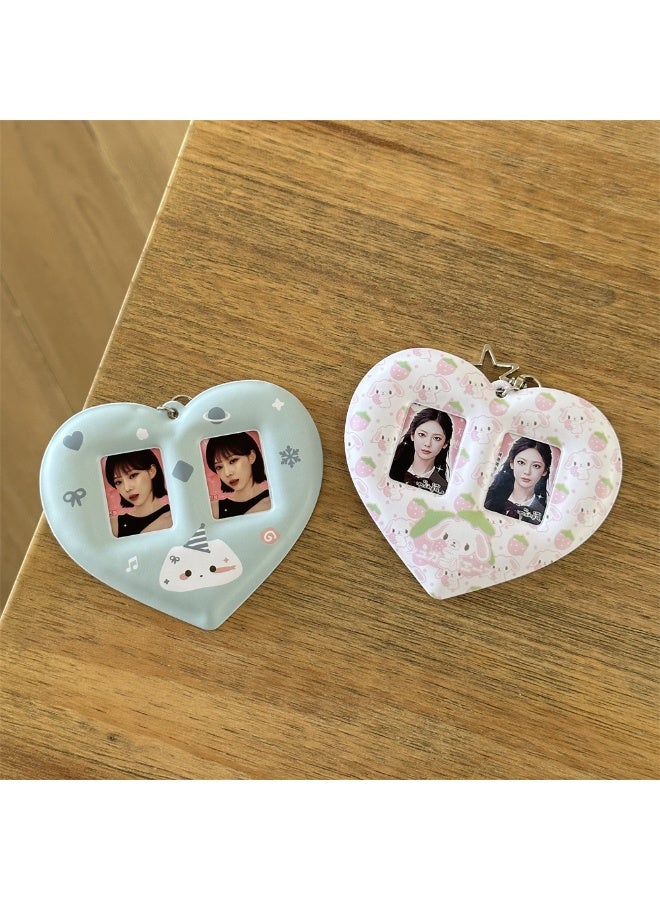 NIBEMINENT 1 - Piece Cat Strawberry Rabbit Kpop Photo Card Holder Pendant Key Chain ID Badge Holder ID Card Holder Photo Card Protector for School ID Office ID Access Card for Women Girls - Image 3