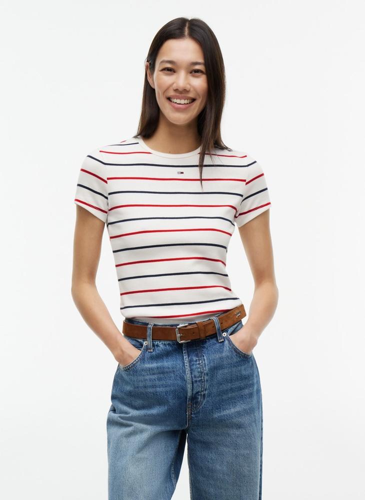 TOMMY JEANS Ribbed Slim Crew Neck T-Shirt - Image 1