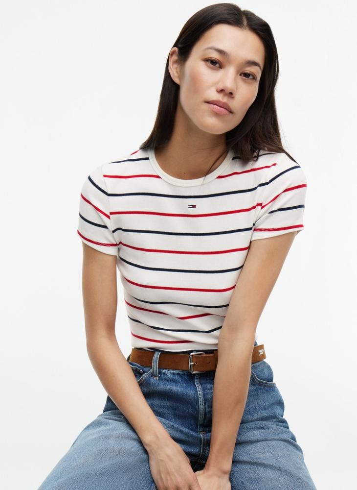 TOMMY JEANS Ribbed Slim Crew Neck T-Shirt - Image 3