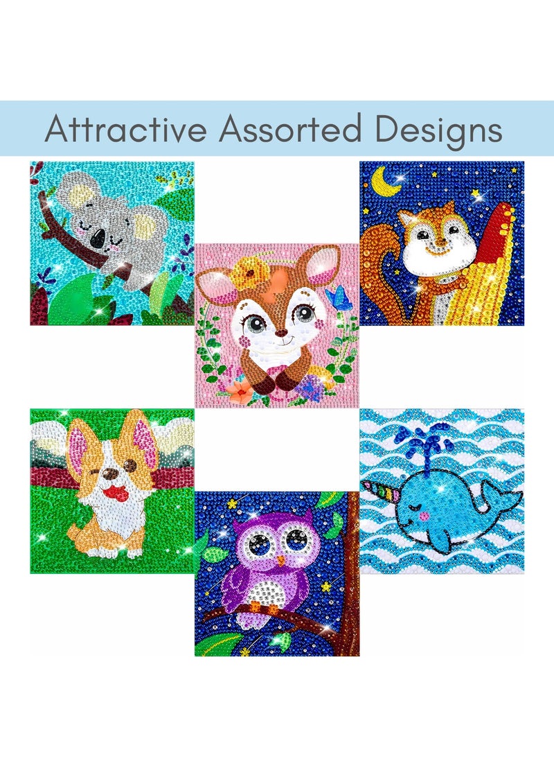 VIO 3 Pack Assorted Diamond Art Kits for Boys and Girls Creative Diamond Art Sticker Craft by Number Kits for Kids Adult Beginners Diamond Art for Kids Ages 6 7 8 9 10 11 12 Colorful Easy DIY Crystal Mosaic Dots Crafts Gem Art for Home Kids Room Decoration Birthday Gifts for Boys Gifts for Girls Party Favors Goody Bag Stuffers 15CM  - Image 3
