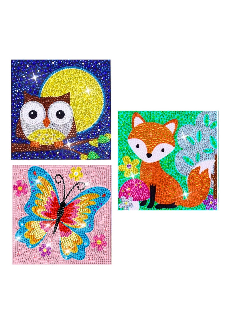 VIO 3 Pack Assorted Diamond Art Kits for Boys and Girls Creative Diamond Art Sticker Craft by Number Kits for Kids Adult Beginners Diamond Art for Kids Ages 6 7 8 9 10 11 12 Colorful Easy DIY Crystal Mosaic Dots Crafts Gem Art for Home Kids Room Decoration Birthday Gifts for Boys Gifts for Girls Party Favors Goody Bag Stuffers 15CM  - Image 2