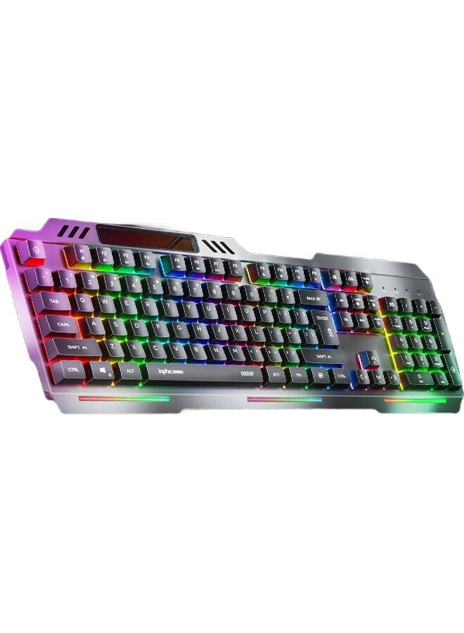 Inphic K2 Gaming Keyboard, Wired Office Computer Desktop Usb External Keyboard, Backlit Metal Panel, 26 Keys, No Backlog, Metallic Gray - Image 1