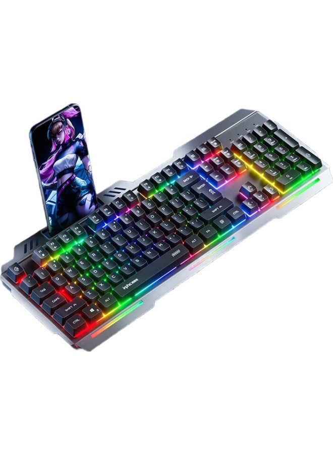 Inphic K2 Gaming Keyboard, Wired Office Computer Desktop Usb External Keyboard, Backlit Metal Panel, 26 Keys, No Backlog, Metallic Gray - Image 3