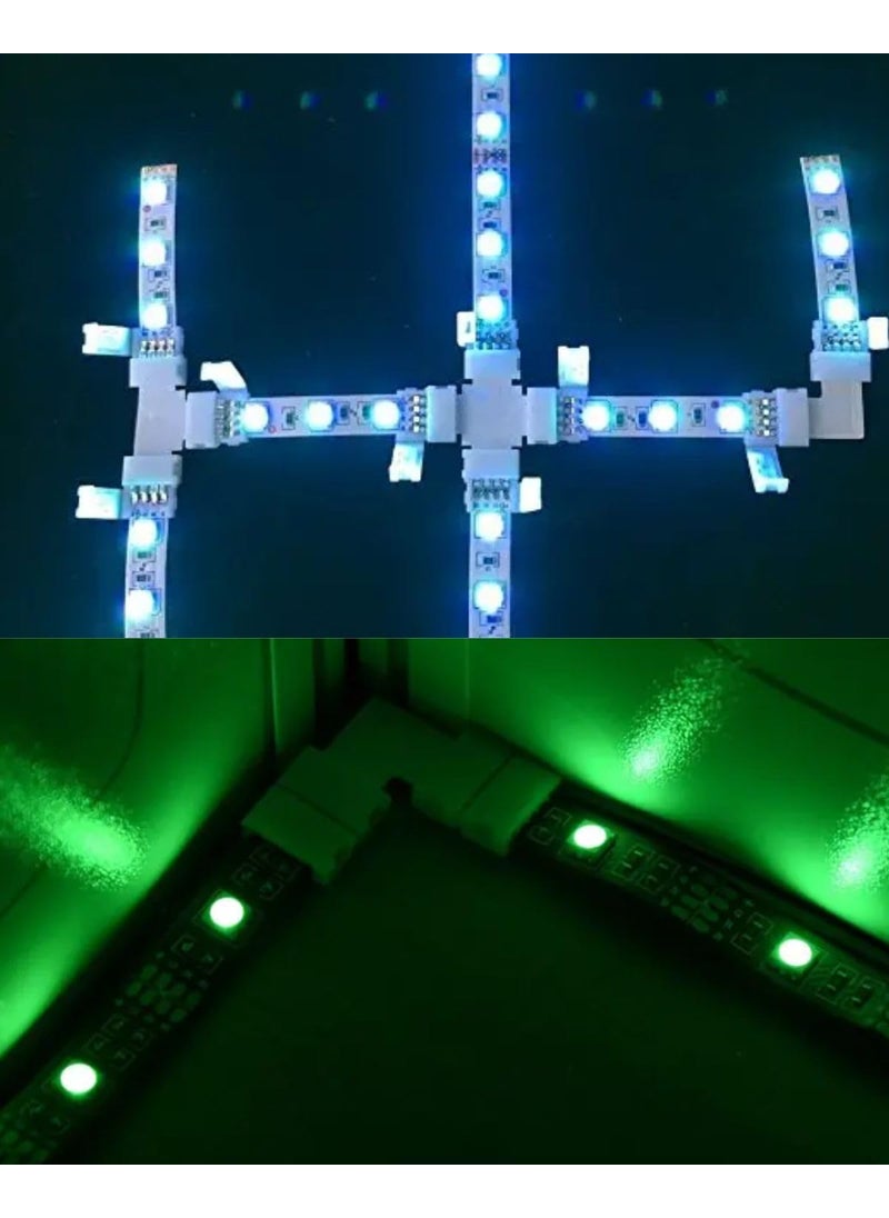 Snoogg SNOOGG 20PC Pack 10 mm 4 Pin Led Strip Solderless gapless Extension Coupler connectors Type T Shape for Pixel Led Light No Soldering Required Unwired Gapless led Strip Adapter Extension  - Image 5