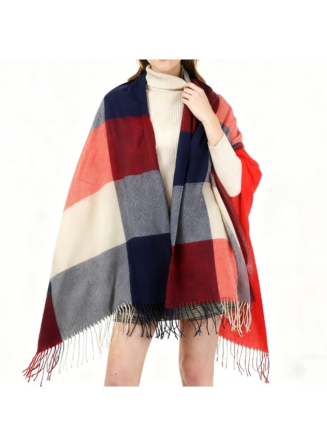 Women Winter Warm Classic Plaid Scarf Tassel Versatile England Trend Soft Womens Shawl Wraps - Image 2