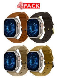 4 Pack For Apple Watch Band 49mm/45mm/44mm Leather Band Buckle Strap Wristband Compatible with Apple watch series Ultra2/Ultra/8/7/SE/5/4/3/2/1