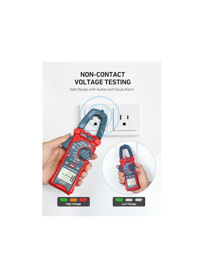 erorex Digital Clamp Meter Multimeter 2000 Counts Amp Voltage Tester Auto-ranging with AC/DC Voltage, AC Current, Resistance, Capacitance, Continuity, Live Wire Test, Non-Contact Voltage Detection - Image 4
