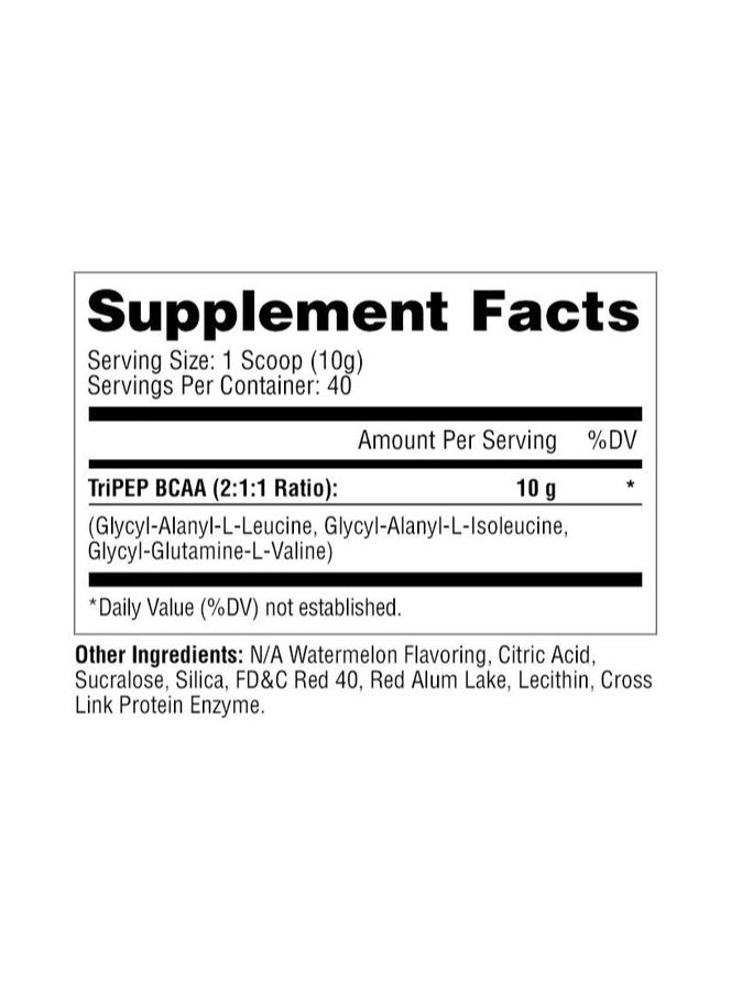 Metabolic Nutrition - TRI-PEP BCAA (Branch Chain Amino Acid) 400g - Watermelon - Image 1