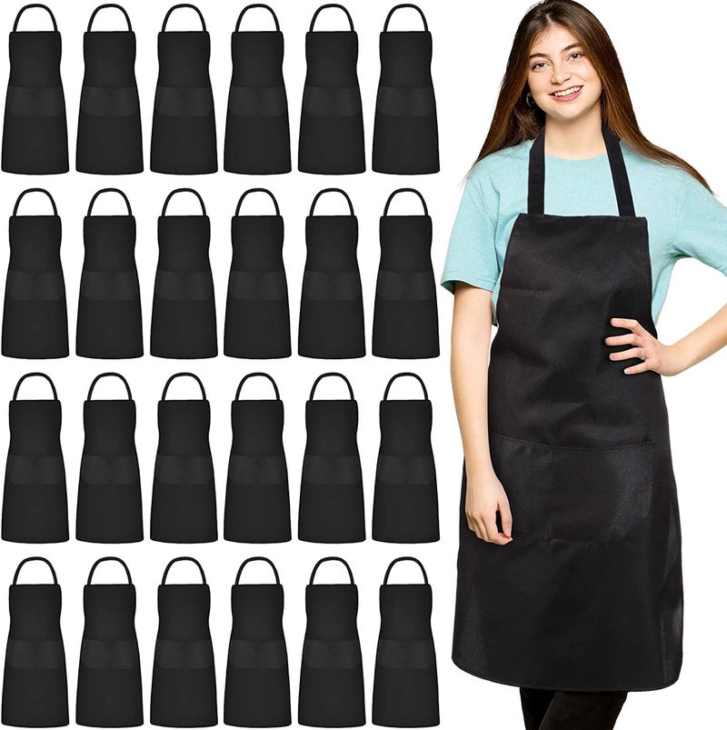 KBNBJ Apron for restaurants| Apron for Housewife | Chef Apron for Kitchen | Water Resistance Apron |Unisex Apron with Adjustable Strap and Two Pockets (Pack of 24) - Image 1