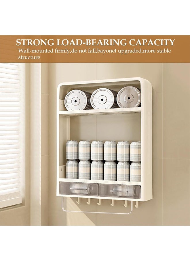 Bukela - 2-Tier Punch-Free Wall-Mounted Bathroom Organizer with Hooks, Waterproof Storage Rack for Bathroom and Kitchen - Image 1