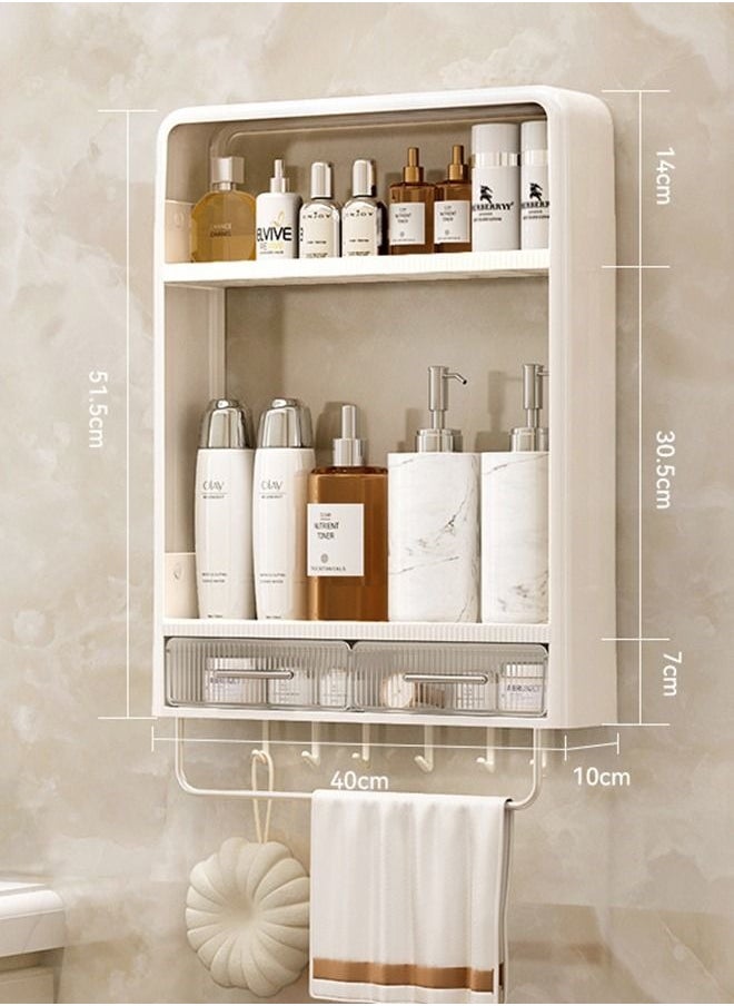 Bukela - 2-Tier Punch-Free Wall-Mounted Bathroom Organizer with Hooks, Waterproof Storage Rack for Bathroom and Kitchen - Image 1