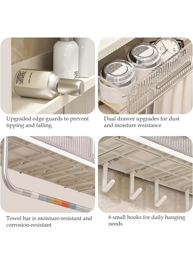 Bukela - 2-Tier Punch-Free Wall-Mounted Bathroom Organizer with Hooks, Waterproof Storage Rack for Bathroom and Kitchen - Image 1