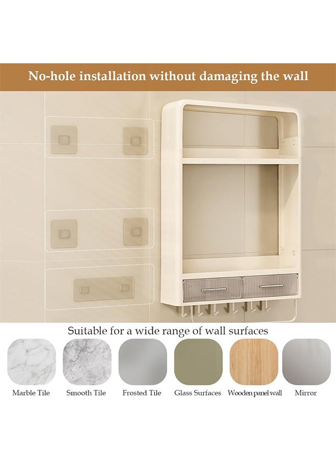Bukela - 2-Tier Punch-Free Wall-Mounted Bathroom Organizer with Hooks, Waterproof Storage Rack for Bathroom and Kitchen - Image 1