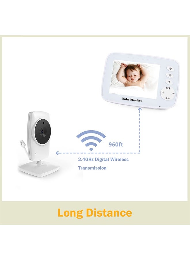 Ocean - Video Baby Monitor with 960ft Long Distance, Night Vision & Lullabies Playing, 3.2'' LCD Display, 2-Way Audio Talk, Temperature Monitoring, Support 2 X Digital Zoom, Baby Surveillance Camera - Image 1