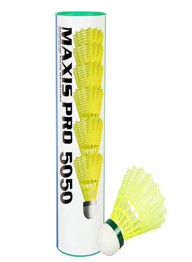 STRAUSS Maxis Pro Nylon Shuttlecock (Pack Of 6) | Stable Flight, Fast Recovery & Near Feather Shuttle Performance | Medium Speed, Durable & Less Frequent Replacement, Yellow - Image 1