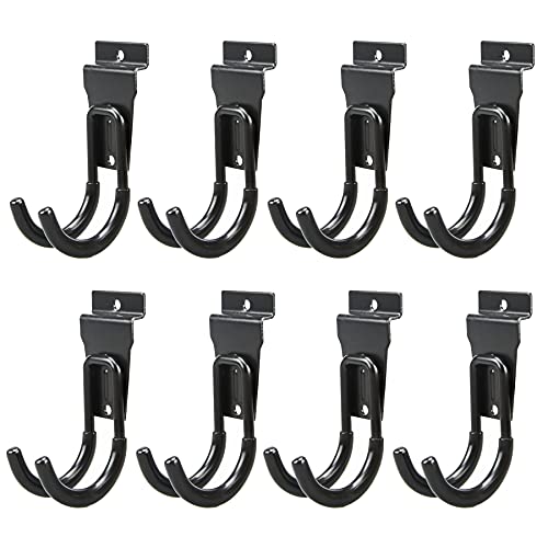 ATOOLA Slatwall Hooks, Heavy-Duty Slatwall Accessories, Black Slat Wall J Hooks, 8 Pack - Image 1
