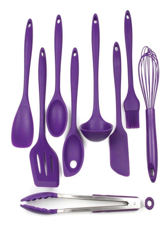 Chef Craft Premium Silicone Kitchen Tool and Utensil Set, 9 Piece, Purple - Image 1