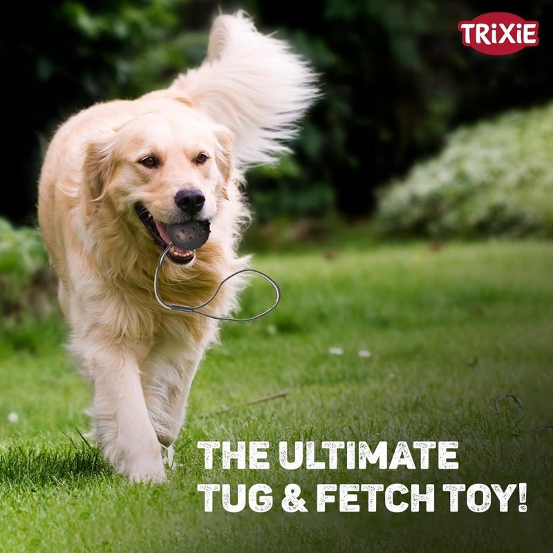 Trixie Ball Toy on Strap for Dogs | Durable Natural Rubber Tug & Fetch Toy with Strong Rope | Interactive Dog Toy for Training, Exercise & Bonding – 6/35 cm - Image 4