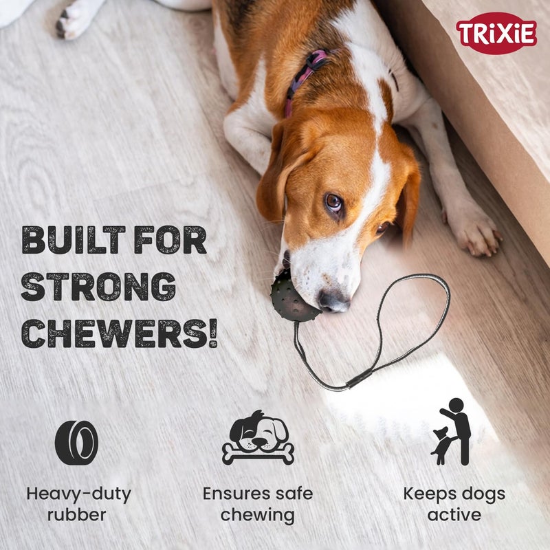 Trixie Ball Toy on Strap for Dogs | Durable Natural Rubber Tug & Fetch Toy with Strong Rope | Interactive Dog Toy for Training, Exercise & Bonding – 6/35 cm - Image 3