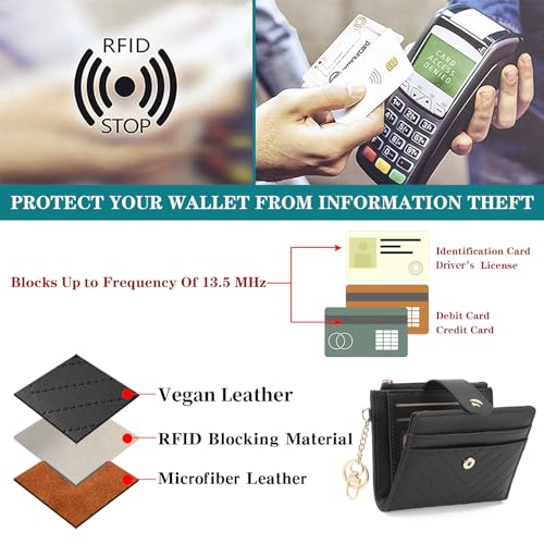 GAEKEAO Slim Wallet for Women, RFID Blocking Credit Card Holder Bifold Wallet with Zipper Coin Pocket, ID Window - Image 4