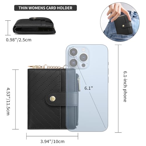 GAEKEAO Slim Wallet for Women, RFID Blocking Credit Card Holder Bifold Wallet with Zipper Coin Pocket, ID Window - Image 3