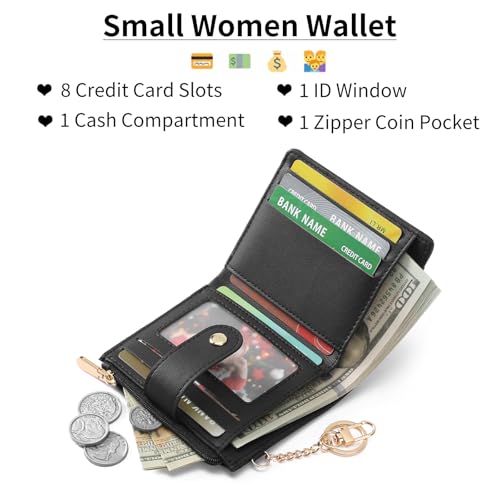 GAEKEAO Slim Wallet for Women, RFID Blocking Credit Card Holder Bifold Wallet with Zipper Coin Pocket, ID Window - Image 2