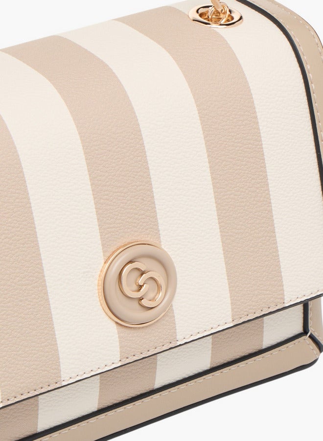 سيليست حقيبة كروس نسائية مخططة بحزام سلسلة - Image 4