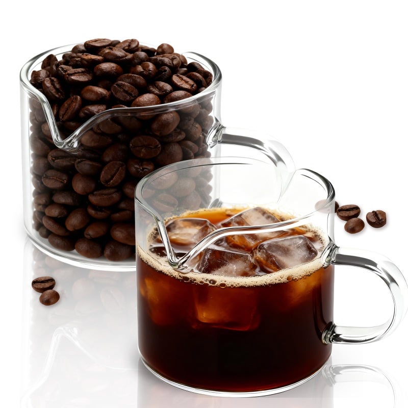 BCnmviku Shot Glasses Espresso Parts Double Spouts Milk Cup Clear Glass (Clear Glass-2Pack) - Image 5