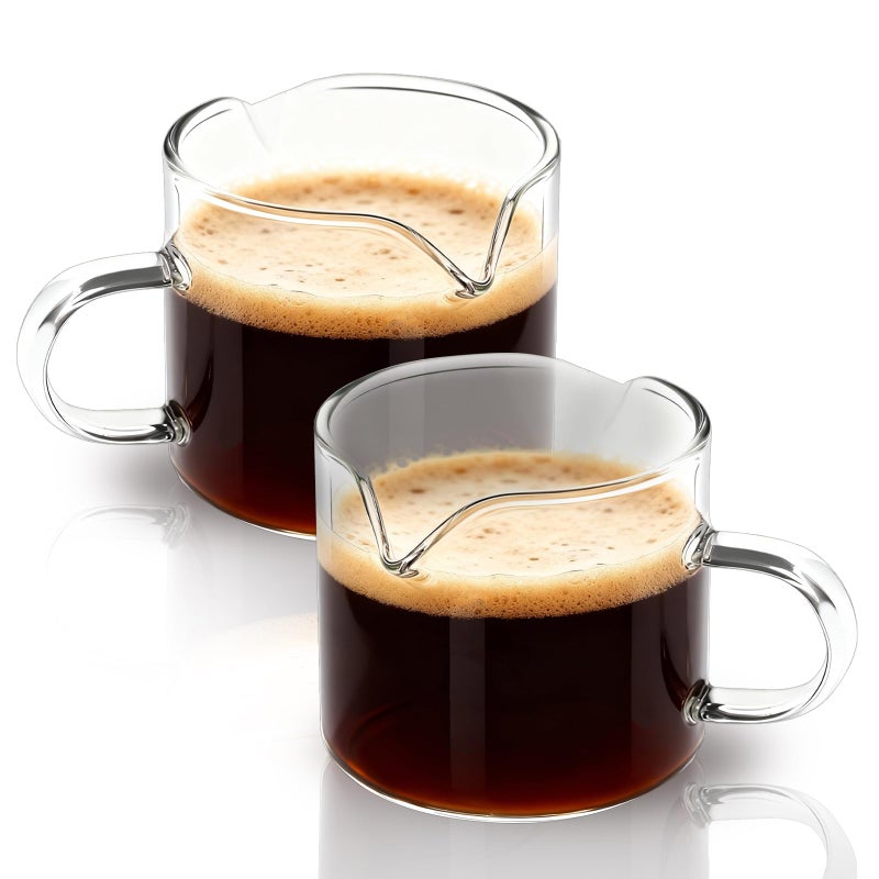 BCnmviku Shot Glasses Espresso Parts Double Spouts Milk Cup Clear Glass (Clear Glass-2Pack) - Image 1