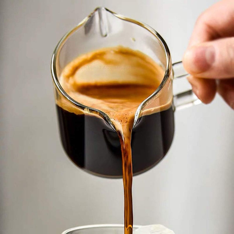 BCnmviku Shot Glasses Espresso Parts Double Spouts Milk Cup Clear Glass (Clear Glass-2Pack) - Image 3
