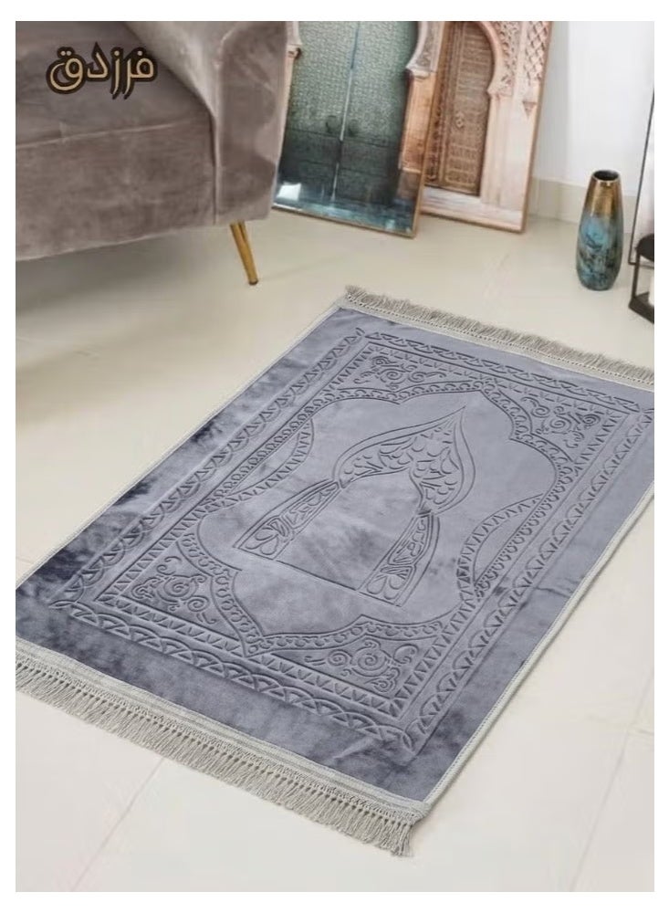 Farazdaq prayer rug, cotton material, comfortable lining, Colour Grey, White, Purple, Light purple, Navy blue - Image 2