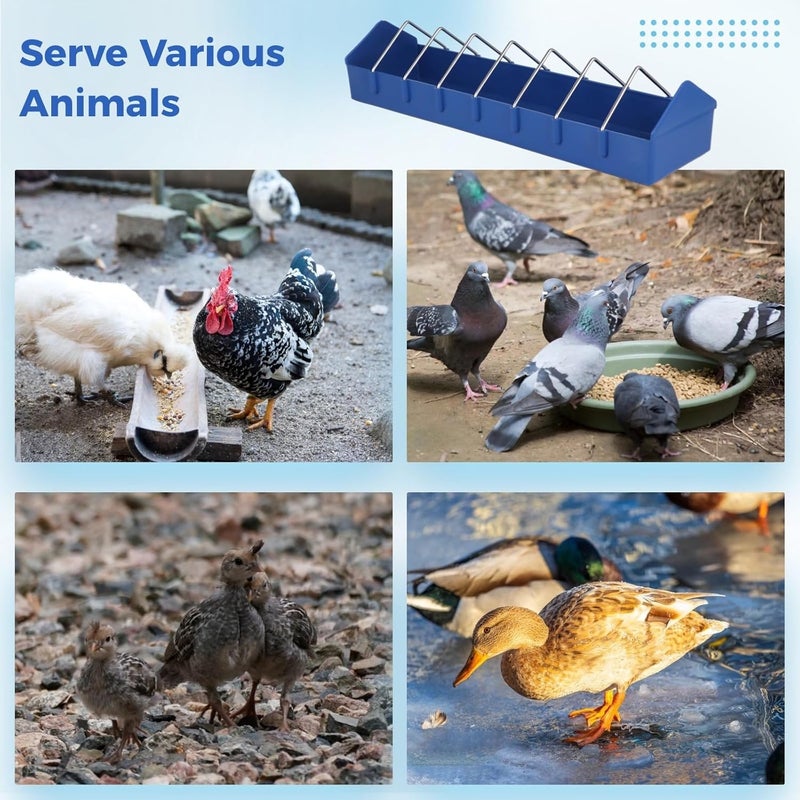 4 Pcs Large Feeding Dishes for Pigeons, Parrots, Ducks, and Chickens, 8-Slot Dispensers with Adjustable Stainless Steel Dividers - Image 5
