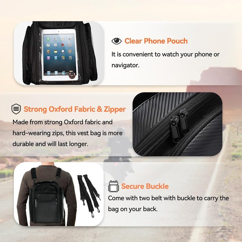 Dracarys Motorcycle Tank Bag - Oxford Saddle Black Motorbike Bag - Strong Magnetic Bag for Honda Yamaha Suzuki Kawasaki Harley - Image 5