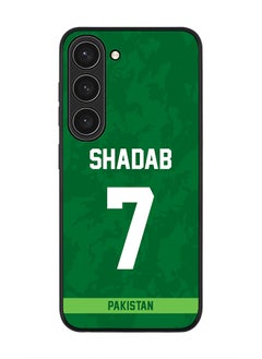 Rugged Black Edge Case for Samsung Galaxy S23 5G, Slim fit Soft Case Flexible Rubber Edges Thin Cover - Player Name - Shadab Khan, Jersey Number- 7