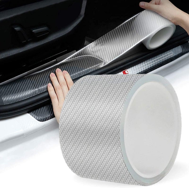 Kmils Carbon Fiber Car Door Sill Protector Strip, Anti-Scratch Adhesive Tape for Car Interior/Exterior, Waterproof & Durable Auto Protection Film (5cm x 5m) (Transparent) - Image 1