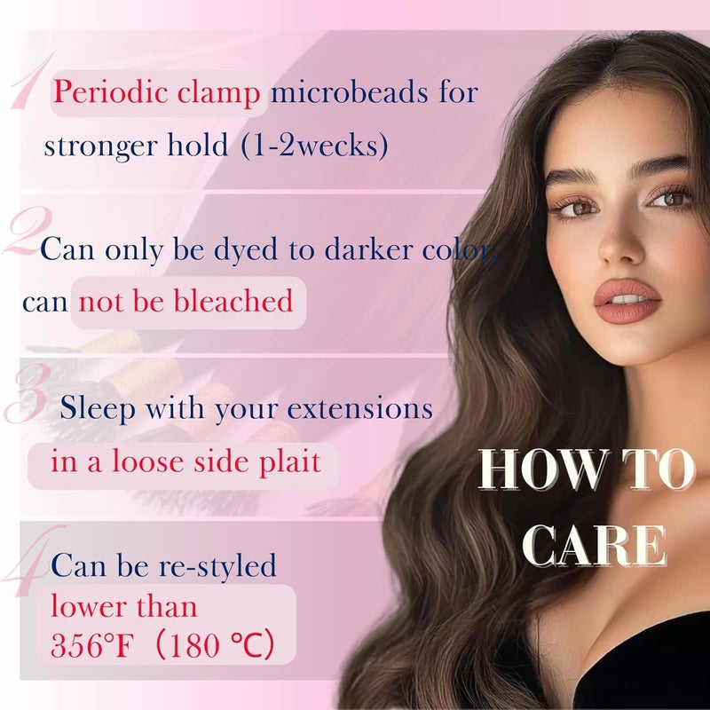 Moresoo Nano Tip Hair Extensions Real Human Hair White Blonde Nano Bead Extensions Human Hair Long Straight Nano Bead Extensions Human Hair Blonde 50G/50S 24Inch - Image 4