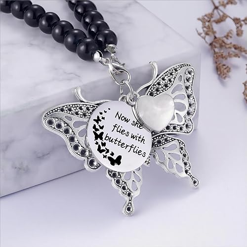 Ralukiia Mom Memorial Suncatcher Butterfly for Car Charm Loss of Mother Ornament Hanging Rear View Mirror Accessories Grief Bereavement Sympathy Gift - Image 3
