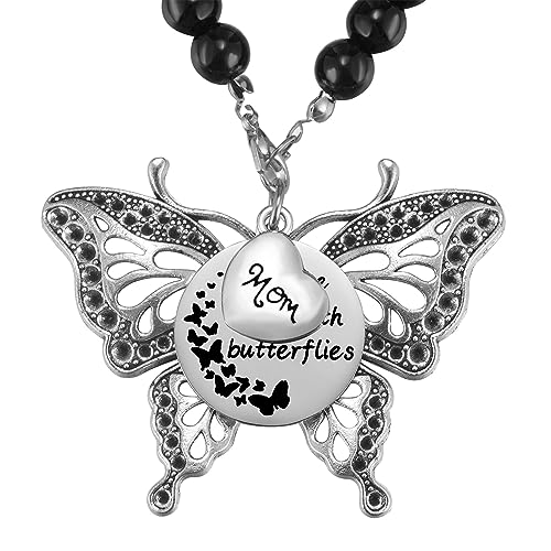 Ralukiia Mom Memorial Suncatcher Butterfly for Car Charm Loss of Mother Ornament Hanging Rear View Mirror Accessories Grief Bereavement Sympathy Gift - Image 1